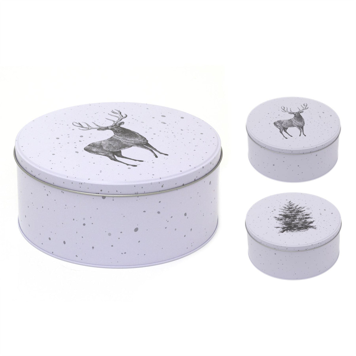 White Round Christmas Storage Tin | Festive Cookie Tin Fairy Cake Baking Tin Tin - Tophatter Daily Deals