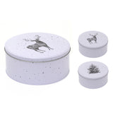 White Round Christmas Storage Tin | Festive Cookie Tin Fairy Cake Baking Tin Tin - Tophatter Daily Deals