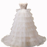 Beautiful Girl Suspender Wedding Dress With Elegant Train 0 - Tophatter Daily Deals