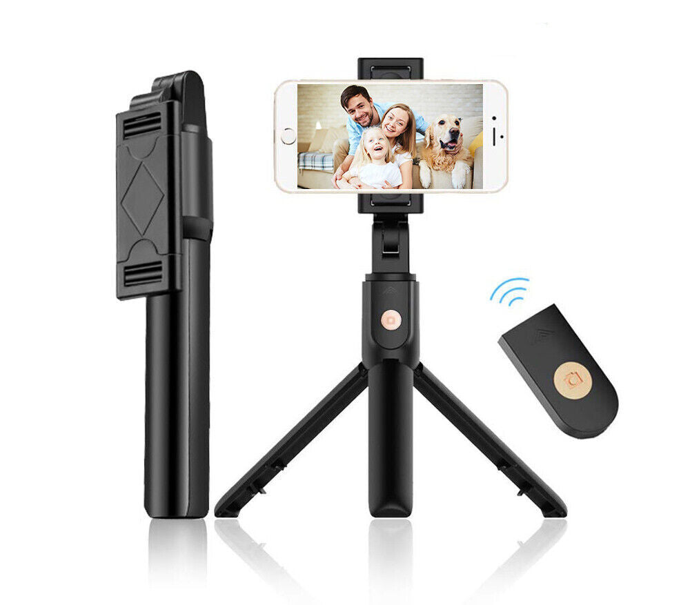Bluetooth Selfie Tripod Telescopic Stick Remote Monopod Extendable Phone Stand Tripod Telescopic Stick Remote Monopod - Tophatter Daily Deals