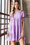 Heimish Full Size Swiss Dot Short Sleeve Tiered Dress LILAC Casual Dresses - Tophatter Daily Deals