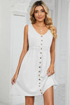 Buttoned Wide Strap Mini Dress Casual Dresses - Tophatter Daily Deals