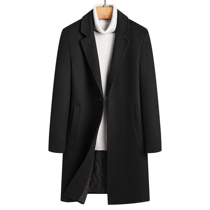 Warm Classic Men's Long Wool Coat - Slim, Wool, Winter 3D Changing Face Moving Picture Frame - Tophatter Daily Deals