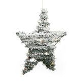 Snow Topped Hanging Christmas Star Light | Snow Star Decoration With 20 LED Lights Battery Operated | Christmas Window Lights - 30cm Ornament - Tophatter Daily Deals