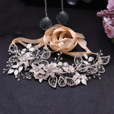 Bride Waist Seal Handmade Belt Rhinestone Wedding Dress Champagne ribbon 0 - Tophatter Daily Deals