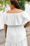 Plus Size Swiss Dot Off-Shoulder Tiered Dress Casual Dresses - Tophatter Daily Deals