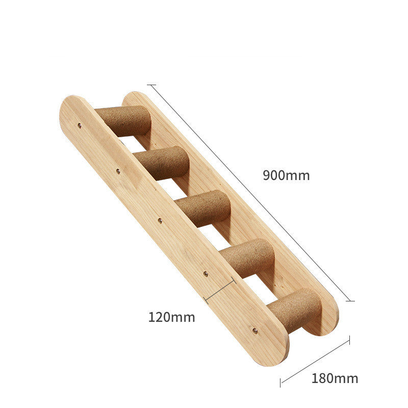 Pet Cat Climbing Frame Wall Type Solid Wood Wall Hanging Platform Ladder Pets Accessories Cat climbing column climbing l Pet Supplies - Tophatter Daily Deals
