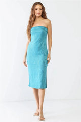 Le Lis Geometric Print Strapless Side Slit Dress Casual Dresses - Tophatter Daily Deals