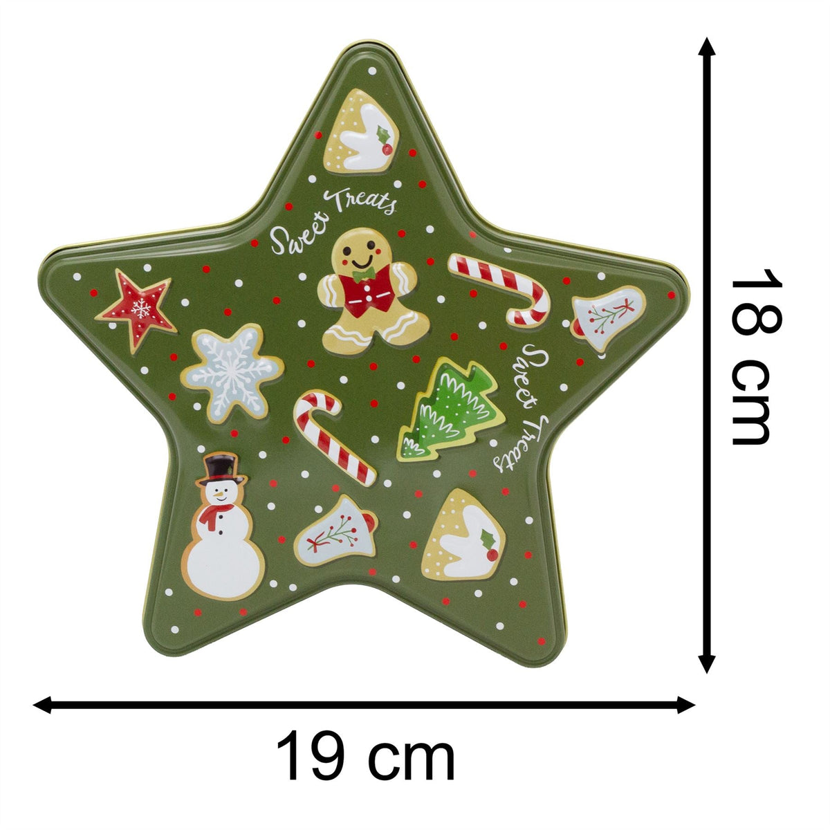Green Star Christmas Tin Storage Boxes | Cookie Biscuit Tin Star Gift Box 19cm Tin - Tophatter Daily Deals
