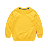 Boys Korean Round Neck Solid Color Loose Long Sleeve Pullover Yellow 7 - Tophatter Daily Deals