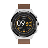 2-in-1 Bluetooth Talking Heart Rate Monitoring Smartwatch Silver Brown Leather Belt 0 - Tophatter Daily Deals