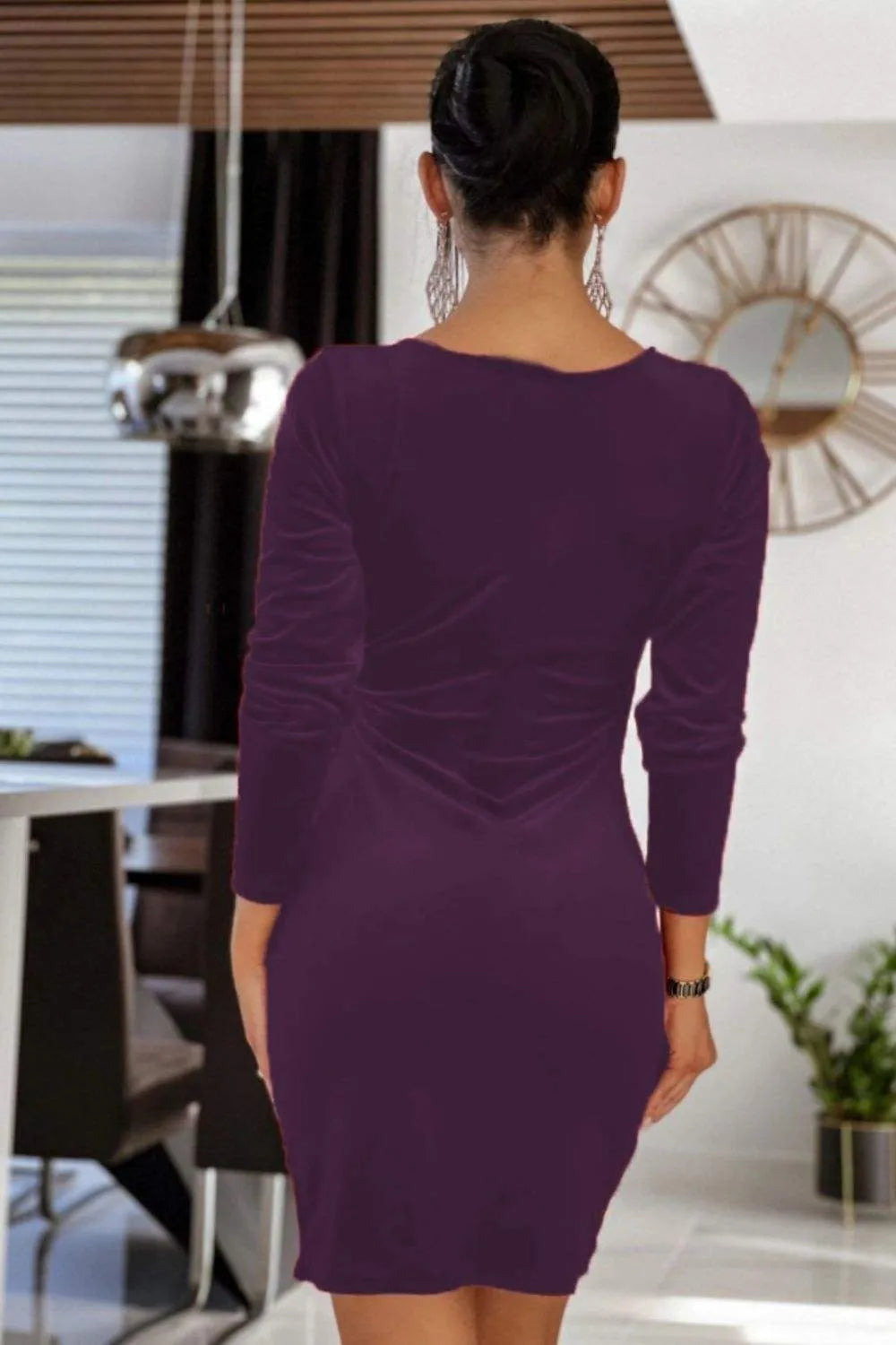 Surplice Long Sleeve Mini Dress Cocktail Dresses - Tophatter Daily Deals