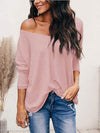 V-Neck Long Sleeve T-Shirt Dusty Pink Women's T-Shirts - Tophatter Daily Deals