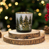 Christmas Forest Tealight Holder | Frosted Glass Xmas Candle Holder - 8cm Candle Holder - Tophatter Daily Deals