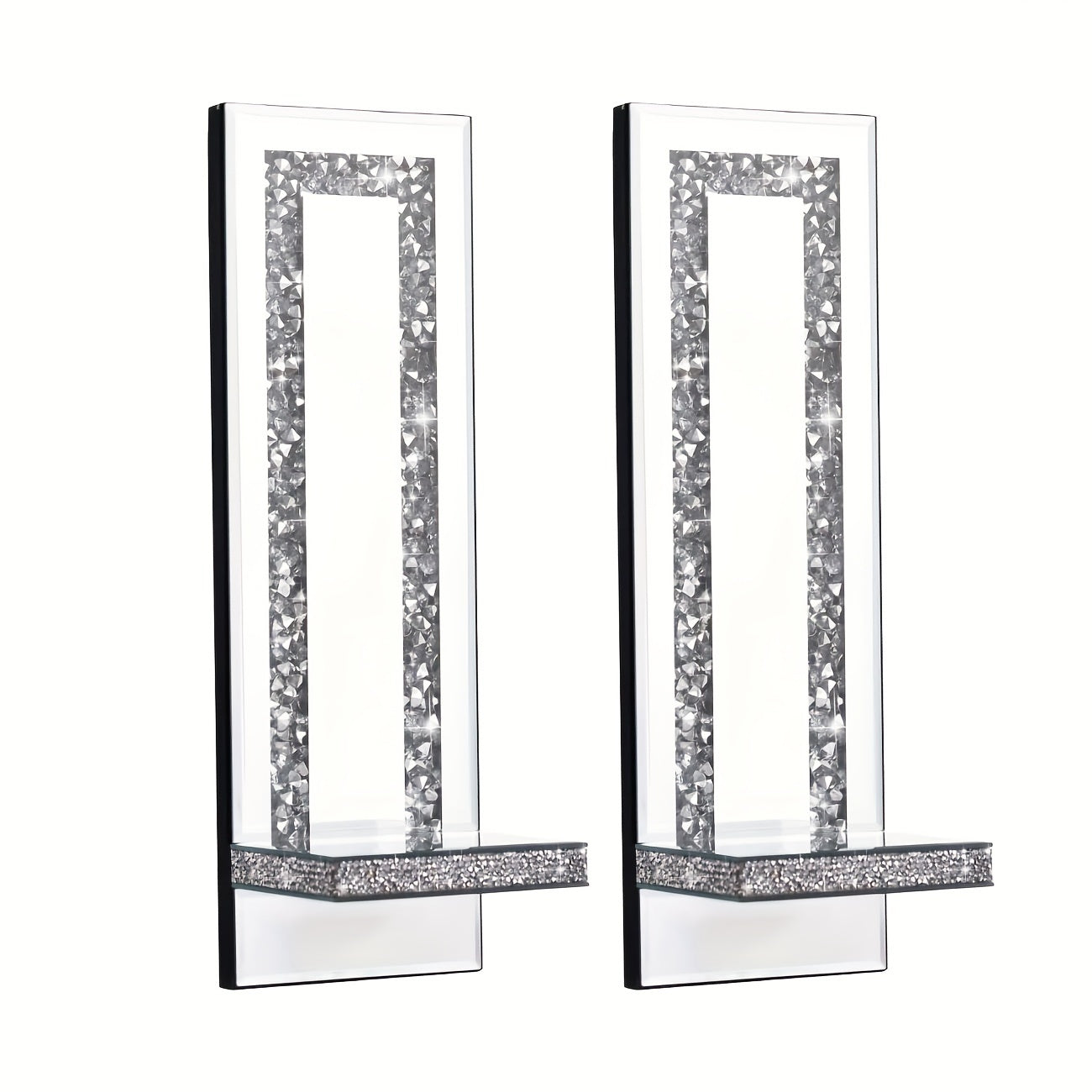 Wall Mirror Candle Holder Set with Silver Diamonds Home & Garden - Tophatter Daily Deals