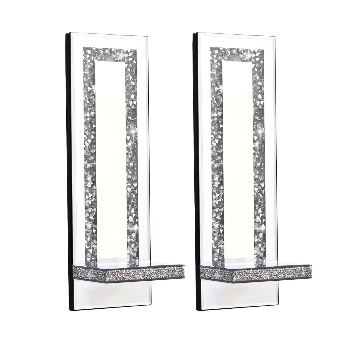 Wall Mirror Candle Holder Set with Silver Diamonds Home & Garden - Tophatter Daily Deals