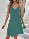 Double-Strap V-Neck Dress Mid Green Casual Dresses - Tophatter Daily Deals