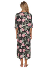 Printed Slit Night Dress with Pockets Sleep Dresses - Tophatter Daily Deals