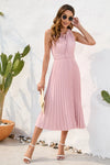 Swiss Dot Tie Neck Sleeveless Dress Blush Pink Casual Dresses - Tophatter Daily Deals