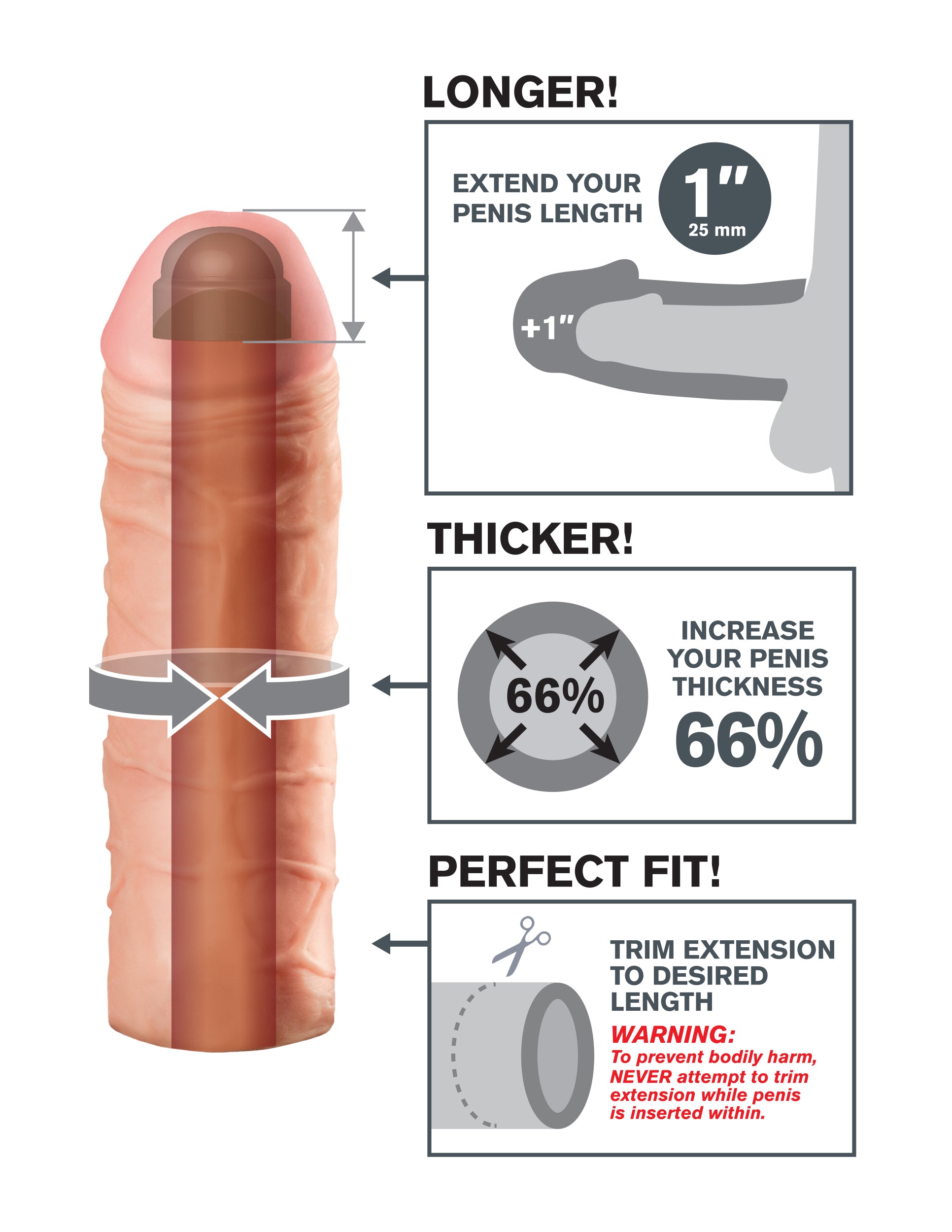 Fantasy X-tensions Mega 1 Inch Extension – Penis Extension Enhancer > Sex Toys For Men > Penis Sleeves - Tophatter Daily Deals