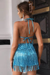 Halter Neck Backless Fringe Dress Cocktail Dresses - Tophatter Daily Deals