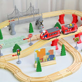 72pcs Wooden Train Set with Electric Train Toy Toys - Tophatter Daily Deals