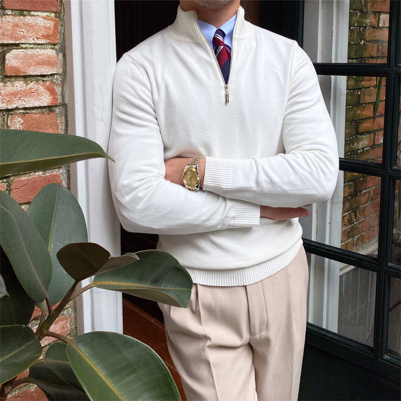 Fitted Men’s Half-Zip Sweater - Ribbed Knit, Smart Casual White 3D Changing Face Moving Picture Frame - Tophatter Daily Deals