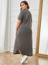 Plus Size Pocketed V-Neck Short Sleeve Lounge Dress Sleep Dresses - Tophatter Daily Deals