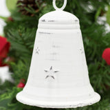 White Metal Christmas Bell Rustic Tree Decorations | Embossed Xmas Hanging Bell | Festive Jingle Bell Hanging Decorations Tree Decoration - Tophatter Daily Deals