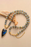 Natural Stone Pendant Beaded Necklace Royal Blue One Size Necklaces - Tophatter Daily Deals