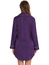 Button Up Lapel Collar Night Dress with Pocket Sleep Dresses - Tophatter Daily Deals