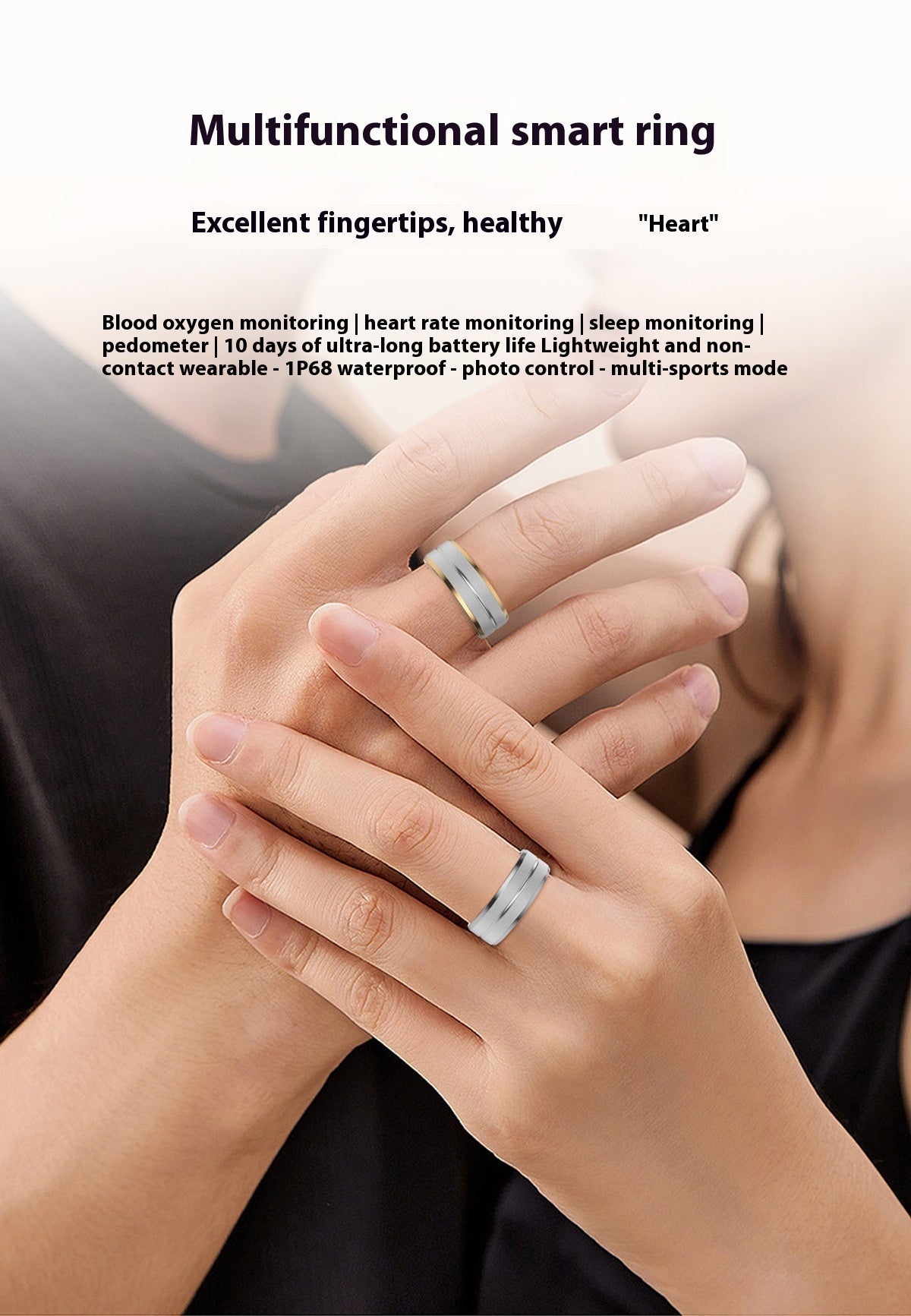 2024 Smart Ring For Men Women Heart Rate Blood Oxygen Monitoring Multi Sports Modes IP68 Waterproof Smart Rings For Android IOS 0 - Tophatter Daily Deals