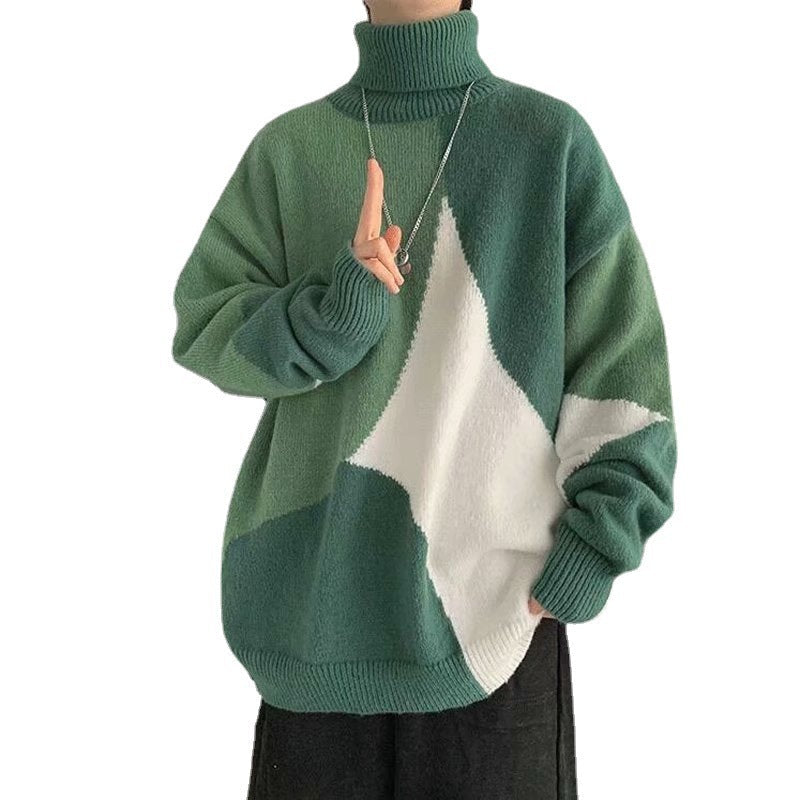 Warm Men Turtleneck Sweater - Oversized Polyester Knit 3D Changing Face Moving Picture Frame - Tophatter Daily Deals