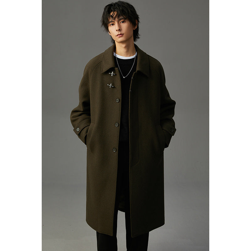Warm Structured Men’s Wool Coat - Midlength, Double Sided Olive Green 3D Changing Face Moving Picture Frame - Tophatter Daily Deals