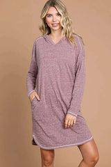 Culture Code Full Size Hooded Long Sleeve Sweater Dress Casual Dresses - Tophatter Daily Deals