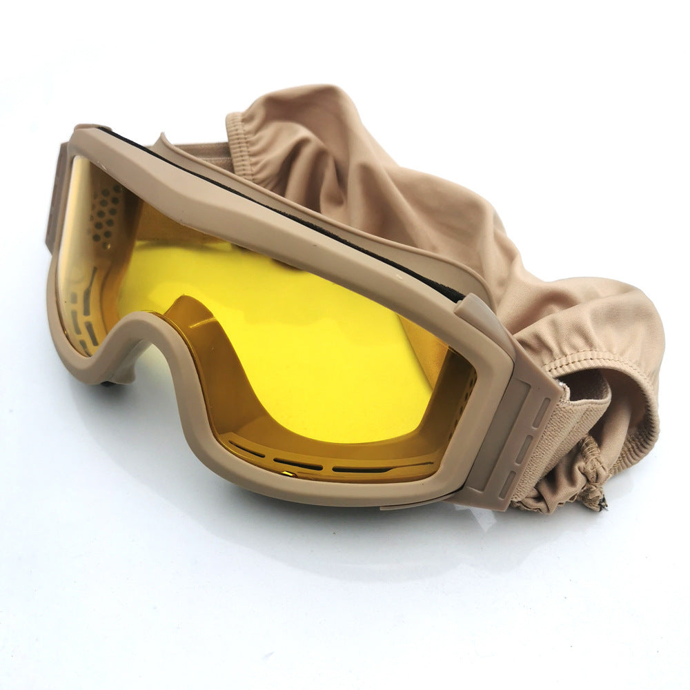 Against Wind And Sand Anti-shock Off-road Glasses Labor Protection Mirror Khaki Frame Yellow Film 0 - Tophatter Daily Deals