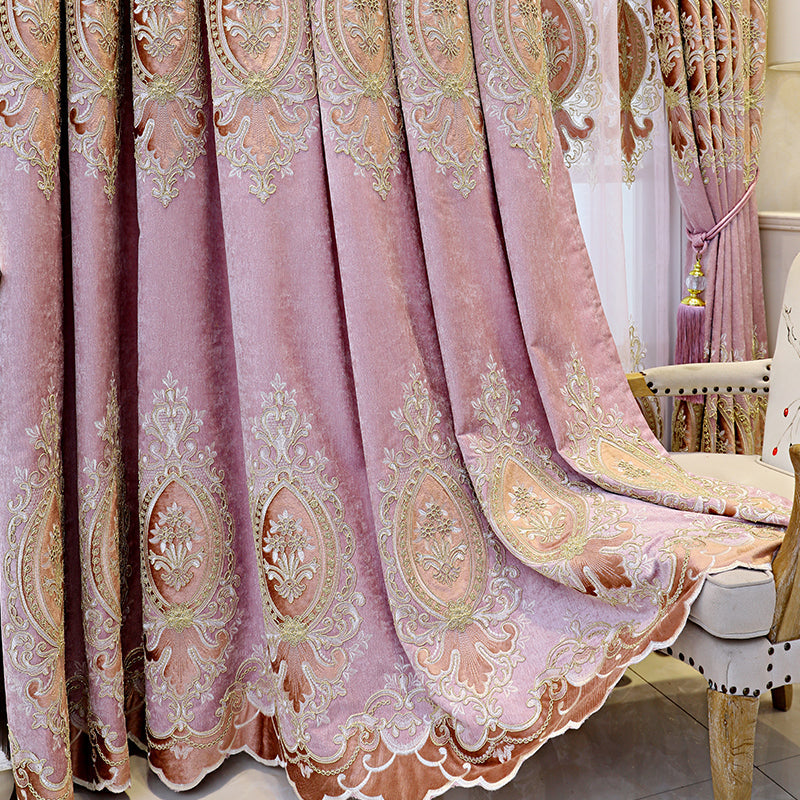 Atmospheric Living Room Floor Curtain Bedroom Full Blackout Pink cloth Unit price of 1meter 0 - Tophatter Daily Deals