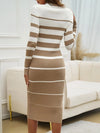 Color Block Round Neck Long Sleeve Midi Dress Casual Dresses - Tophatter Daily Deals