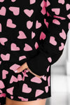 Heart Print Round Neck Top and Shorts Lounge Set Loungewear Sets - Tophatter Daily Deals