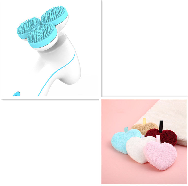 3D Smart Massage Cleanser Electric Cleanser Electric Silicone Facial Cleanser Blue set 0 - Tophatter Daily Deals