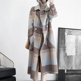 Warm Women's Checked Wool Mid-Length Coat - Double-Breasted 3D Changing Face Moving Picture Frame - Tophatter Daily Deals