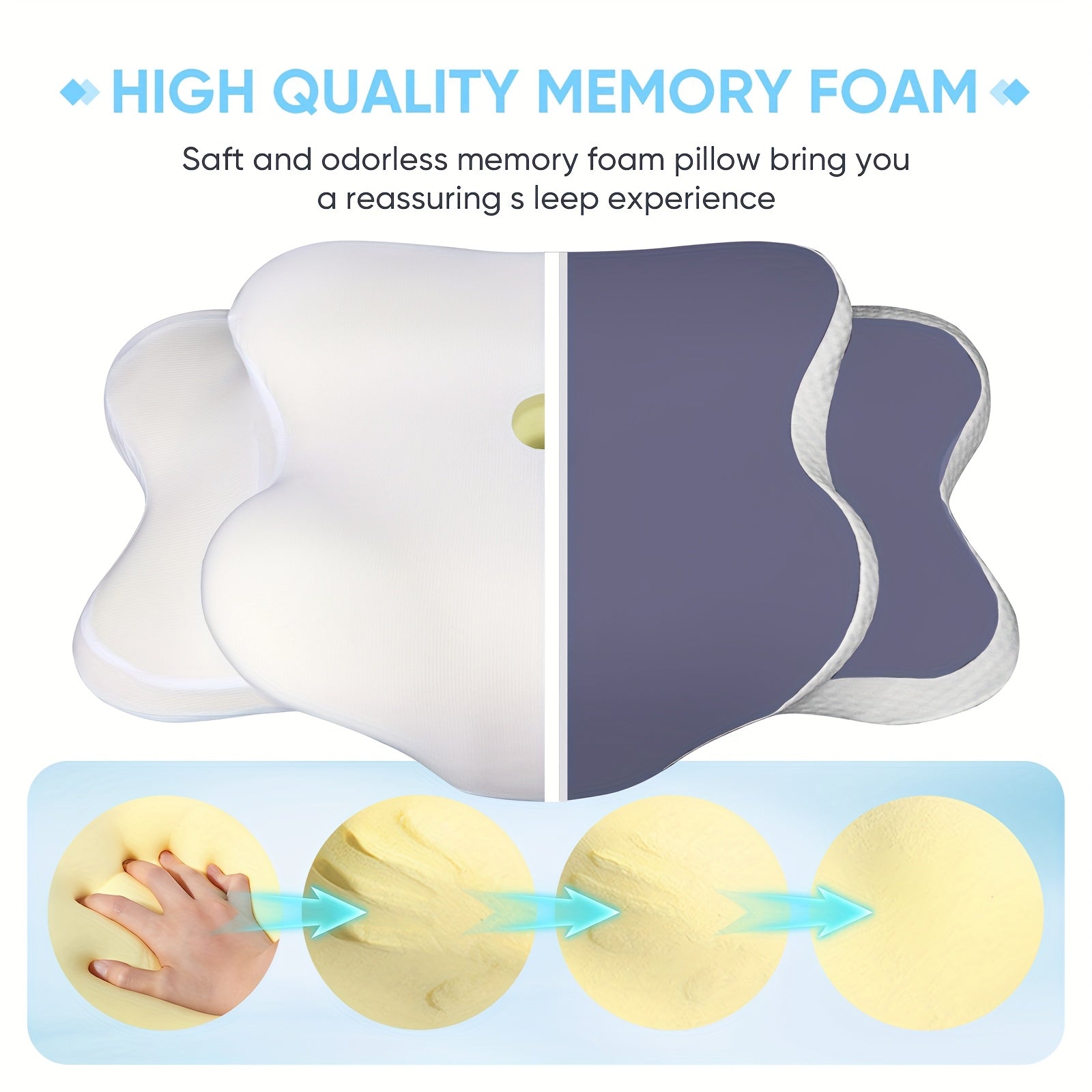 Butterfly Memory Foam Pillow for Neck Support Sleep Pillows - Tophatter Daily Deals