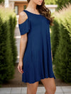 Round Neck Cold Shoulder Mini Dress Casual Dresses - Tophatter Daily Deals