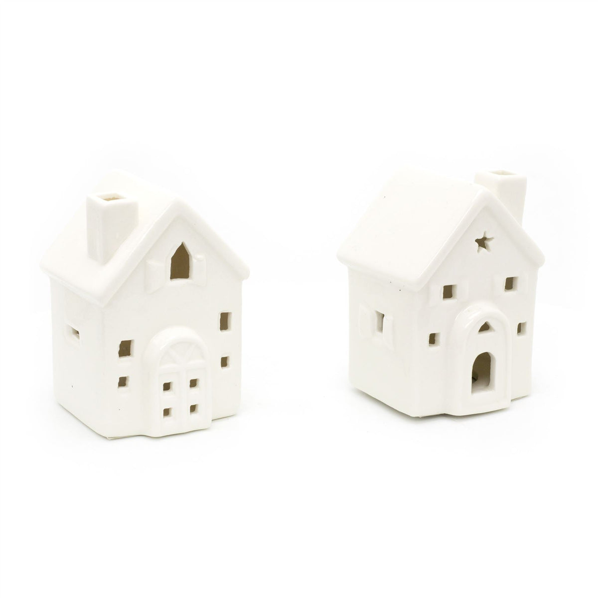 Mini LED White Ceramic House Lamp | Christmas Village Light Up House | Festive Night Light Christmas Decoration - Design Varies One Supplied LED House - Tophatter Daily Deals