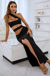 One-Shoulder Cutout Front Split Maxi Dress Cocktail Dresses - Tophatter Daily Deals