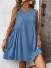 Ruched V-Neck Sleeveless Mini Dress Casual Dresses - Tophatter Daily Deals