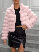 Autumn And Winter Imitation Fur Coat Short Women Pink 0 - Tophatter Daily Deals
