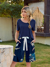 Short Sleeve Top and Printed Shorts Lounge Set Loungewear Sets - Tophatter Daily Deals