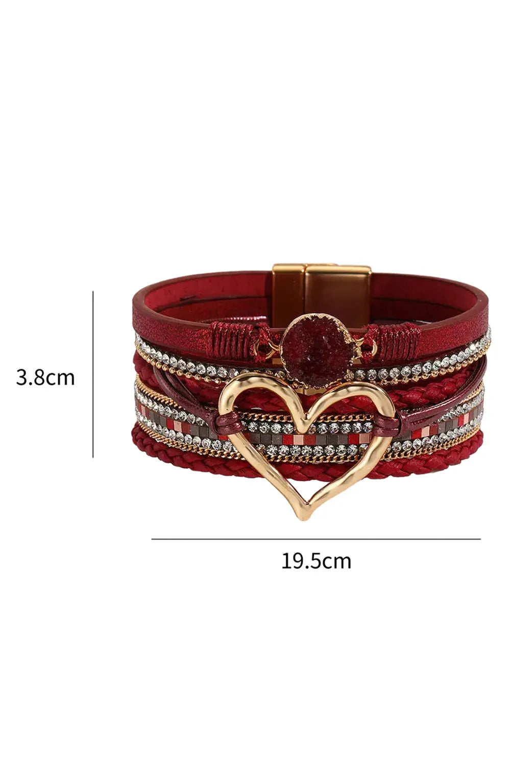 Fiery Red Valentine Rhinestone Heart Layered Bracelet Bracelets - Tophatter Daily Deals