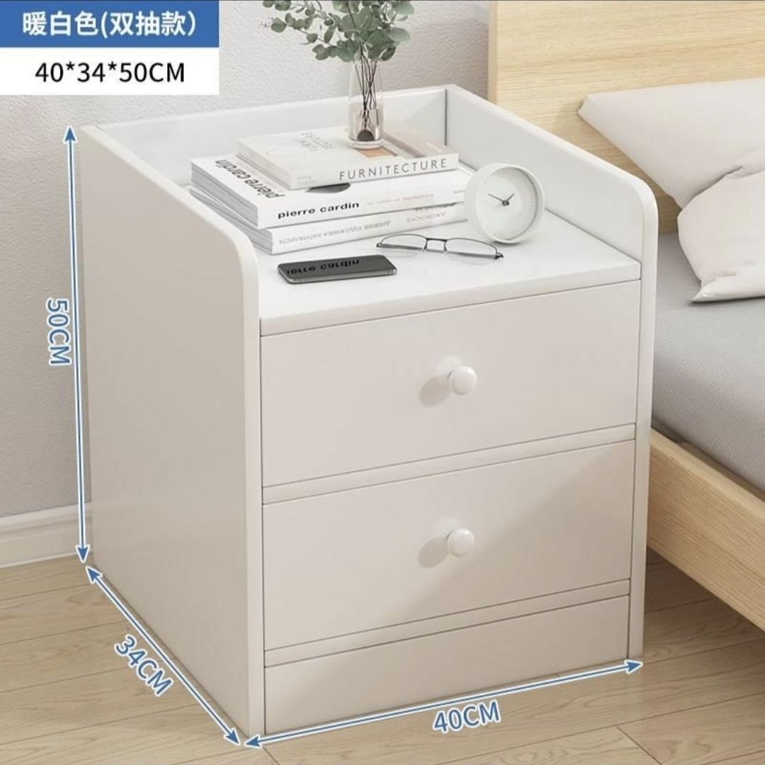 Bedside Table Simple Modern Home Bedroom Crevice Shelf Bedsi Right Angle White Fillet 2layer 40x34x50 0 - Tophatter Daily Deals